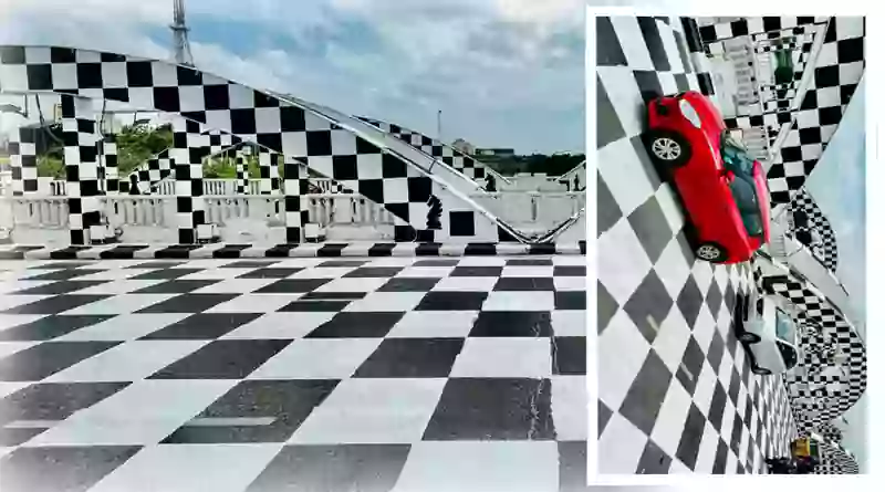Chennai's bridge is now a black and white chess board
